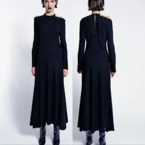 Zara Cut Out Cold Shoulder Gothic MIDI  Dress Limited Edition Size Medium